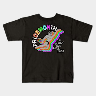 Pride Month Demon Is Flamin' Hot Hell Fire! Kids T-Shirt